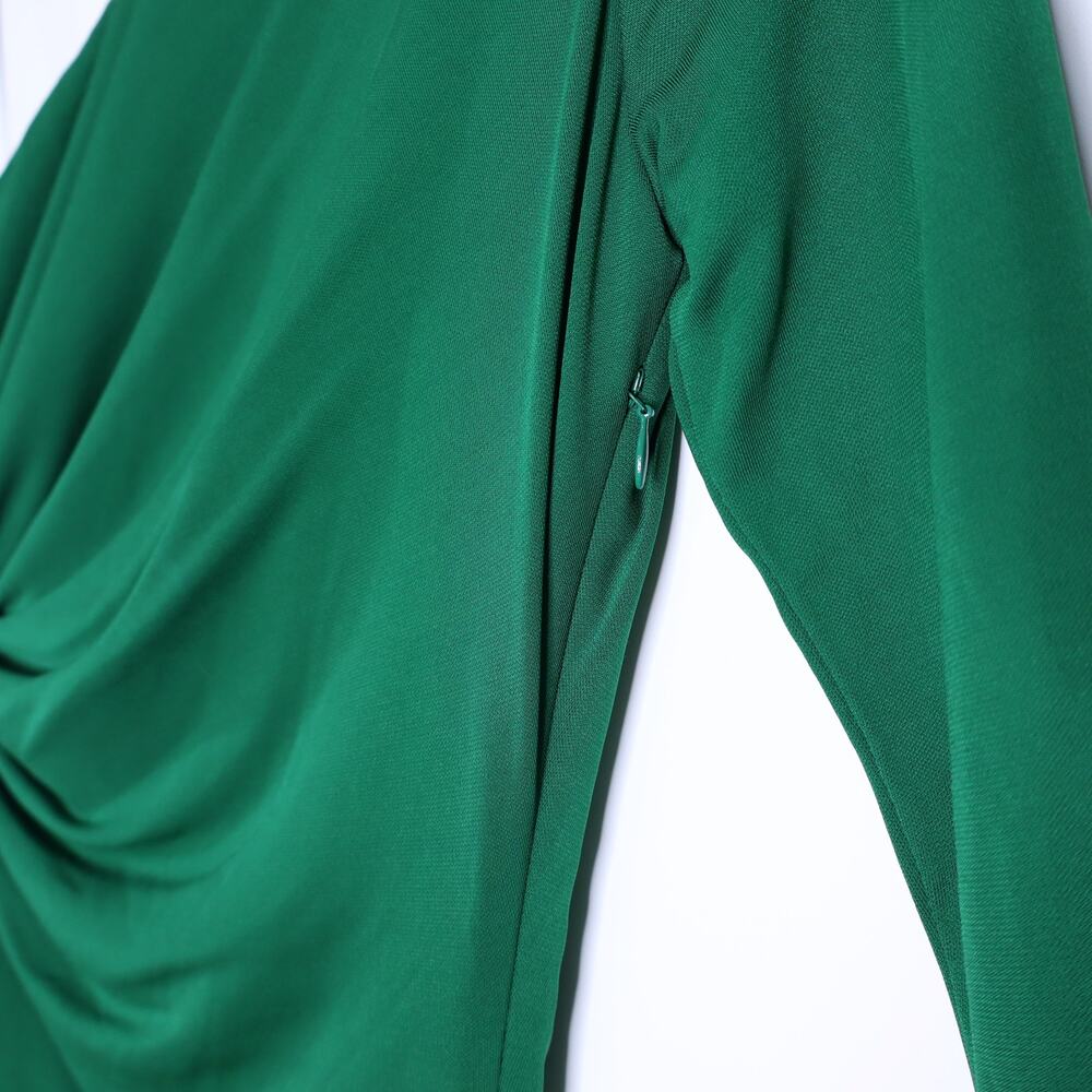 HALSTON Bay Matte Jersey Gown Jade One Shoulder Cut Out Side Women's 10 - Picture 12 of 16